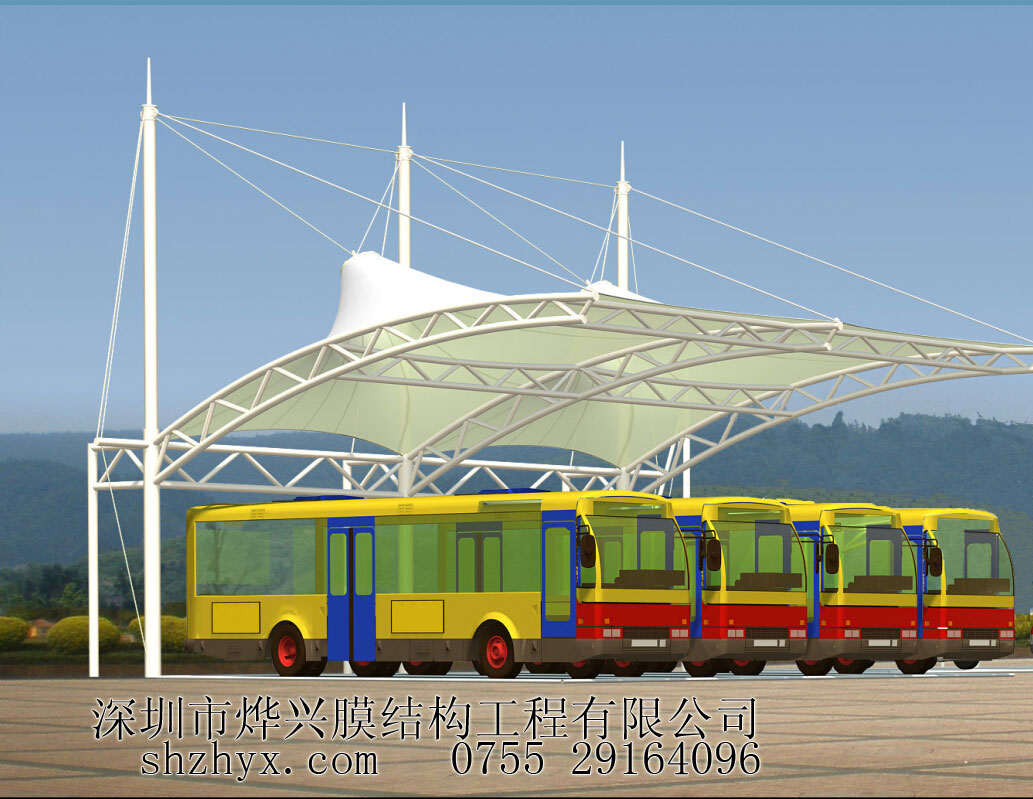 【膜結構工廠促銷】中巴、大巴膜結構車棚